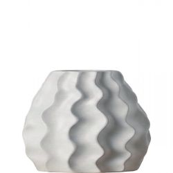 Vaso in ceramica bianco ondulato Polka, h. 29 cm