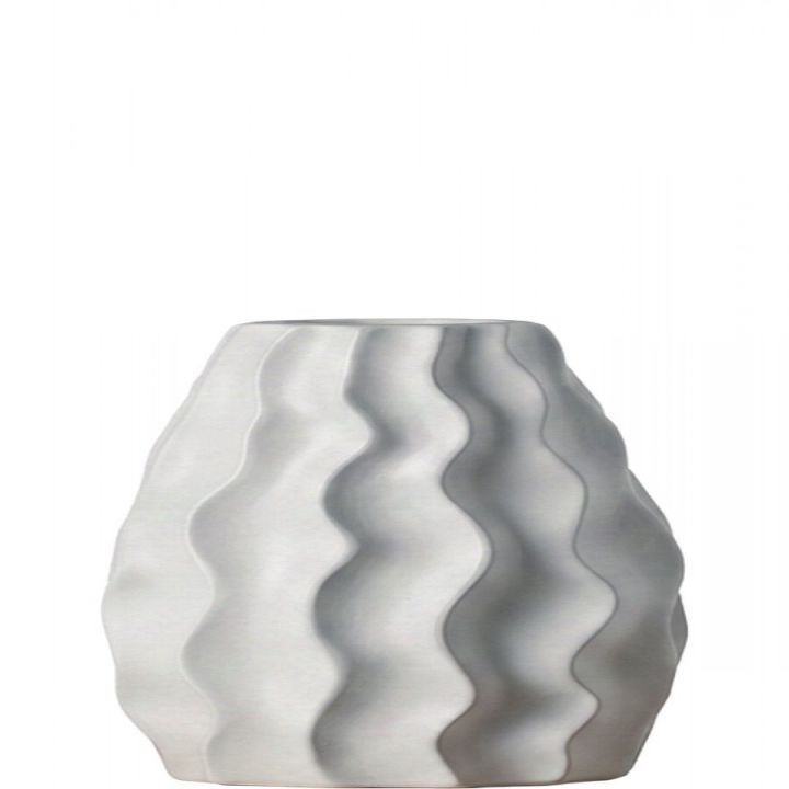Vaso in ceramica bianco ondulato Polka, h. 29 cm