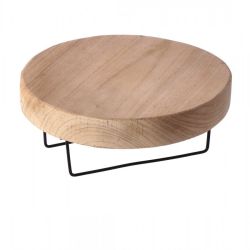Alzata rotonda in legno con gambe in metallo, diam. 26 cm