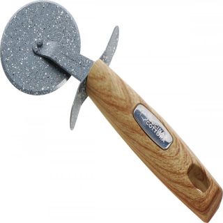 Rotella per pizza in acciaio con manico effetto legno, 21 cm