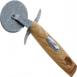 Rotella per pizza in acciaio con manico effetto legno, 21 cm
