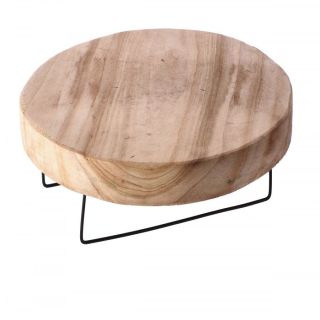 Alzata rotonda in legno con gambe in metallo, diam. 35 cm