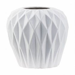 Vaso in ceramica bianco con rilievi geometrici Polka, h. 25 cm