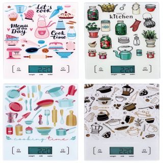 Bilancia digitale da cucina 5 kg con decoro, 20 x 14 cm