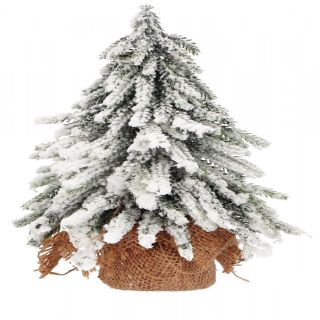 Albero di Natale innevato con base in juta
