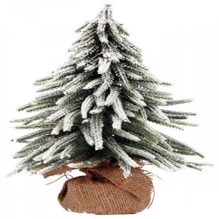 Albero di Natale innevato con base in juta