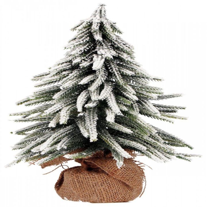 Albero di Natale innevato con base in juta