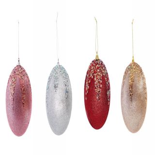 Pallina di Natale ovale con glitter