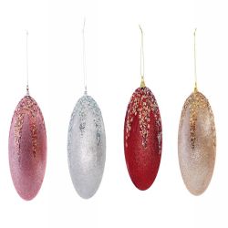 Pallina di Natale ovale con glitter