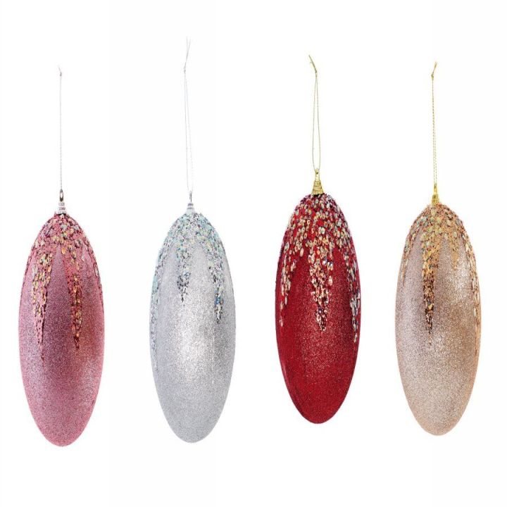 Pallina di Natale ovale con glitter