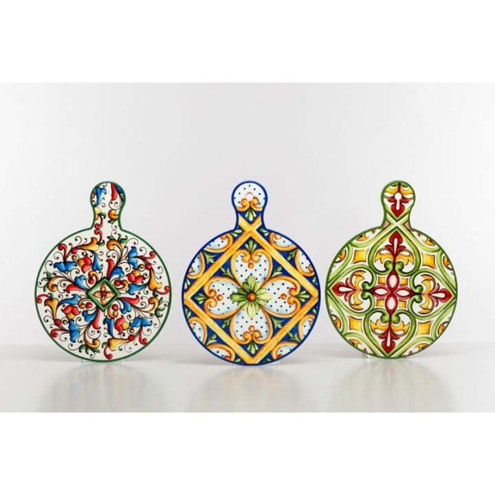 Tagliere tondo in ceramica decorata