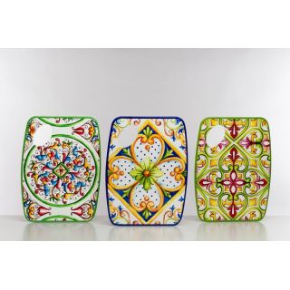 Tagliere rettangolare in ceramica decorata
