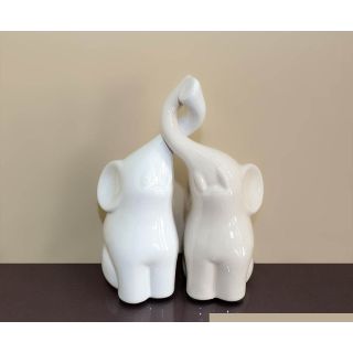 Coppia elefantini bianco e tortora