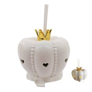 Profumatore ambiente corona con LED bianco e oro 12,5 cm