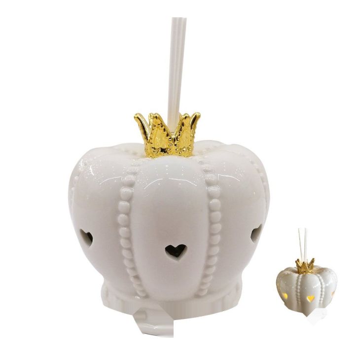 Profumatore ambiente corona con LED bianco e oro 12,5 cm