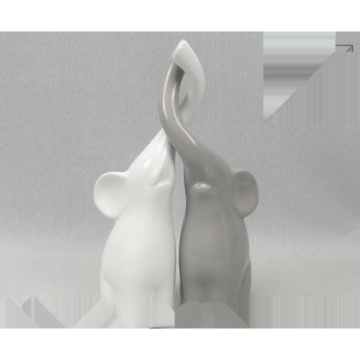 Coppia elefantini bianco e grigio