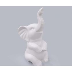 Elefante seduto bianco lucido
