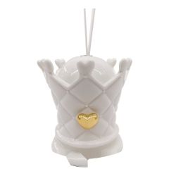 Profumatore ambiente corona con LED bianco e oro 13 cm