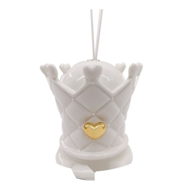 Profumatore ambiente corona con LED bianco e oro 13 cm