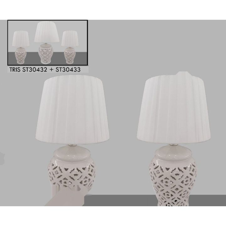 Lampada da comodino bianca traforata