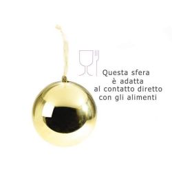 Sfera media lucida apribile oro con nastrino da appendere