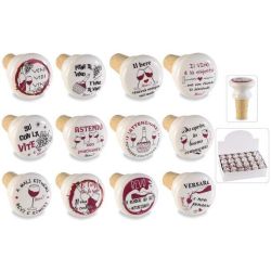 Tappo in sughero e ceramica con decoro vino