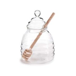 Barattolo portamiele in vetro con coglimiele in legno 500 ml