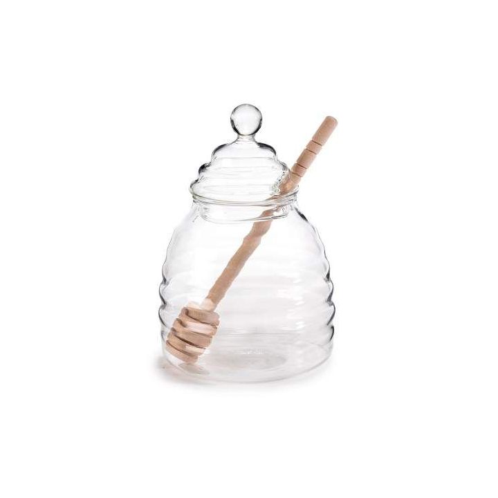 Barattolo portamiele in vetro con coglimiele in legno 500 ml