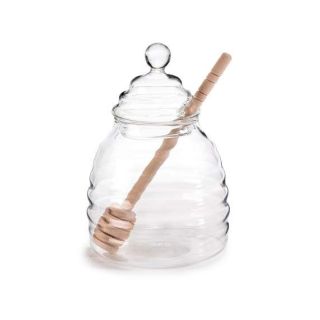Barattolo portamiele in vetro con coglimiele in legno 500 ml