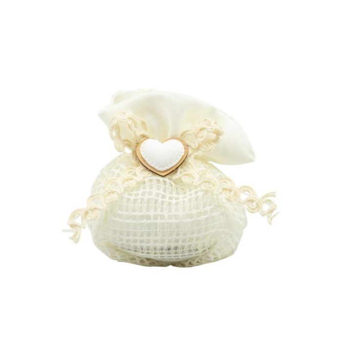 Pochette a rete con cuore gessetto e nastro i