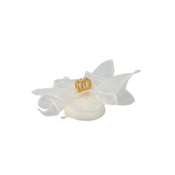 Fazzoletto crema con corona oro metallo con strass