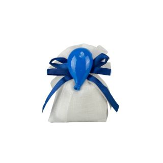 Sacchetto tipo lino bianco con magnete palloncino