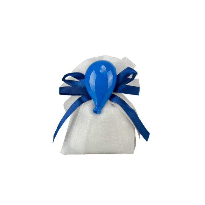 Sacchetto tipo lino bianco con magnete palloncino