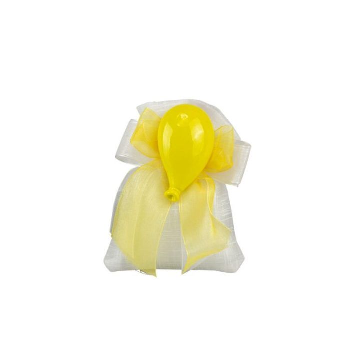 Sacchetto tipo lino bianco con magnete palloncino