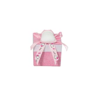 Scatolina p/confetti jeans quadrata/cuore rosa con gessetti nascita -(