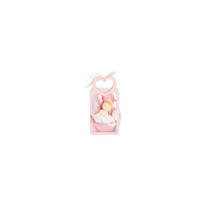 Bustina in PU rosa con manico cuore con magnete bimba su automezzi