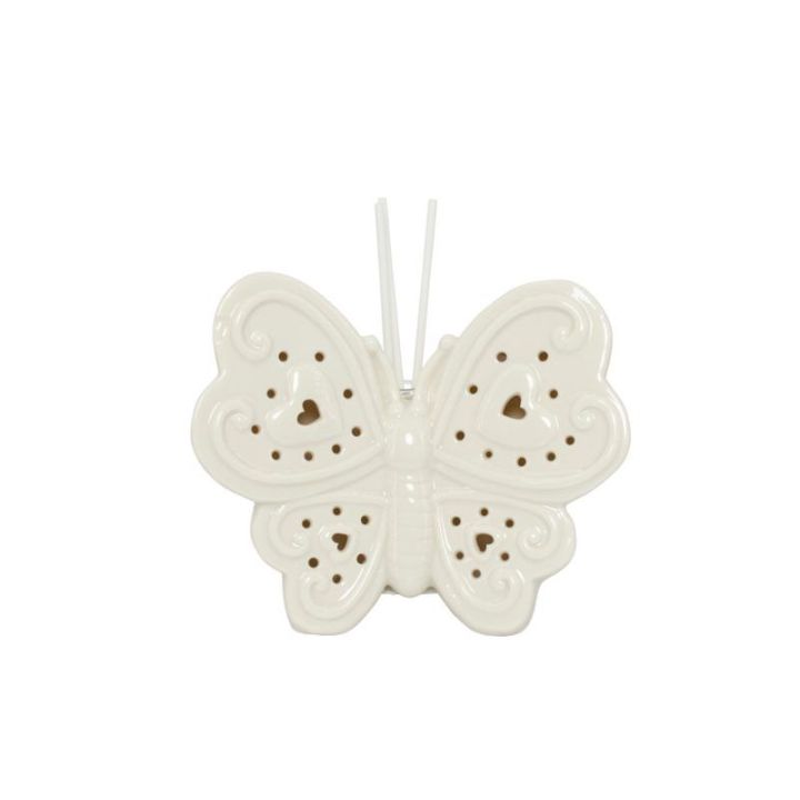 Profumatore farfalla porcellana bianca con LED