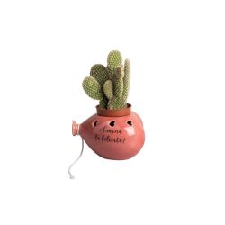 Palloncino cuore porcellana porta pianta in 4 col. (ocra tortora rosa blu) con frasi e laccetto