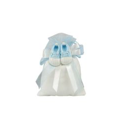 Sacchetto in cotone bianco/celeste con magnete soggetto bimbo celeste