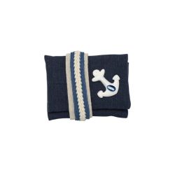 Cuscino marino blu con corda (ancora timone faro)