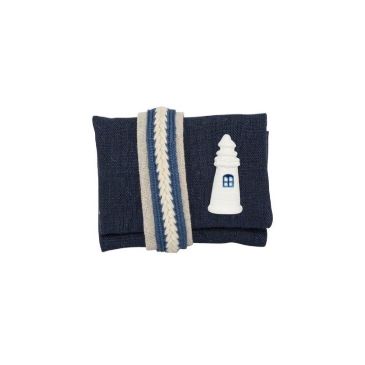 Cuscino marino blu con corda (ancora timone faro)