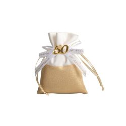 Sacchetto bianco/oro con applicazione