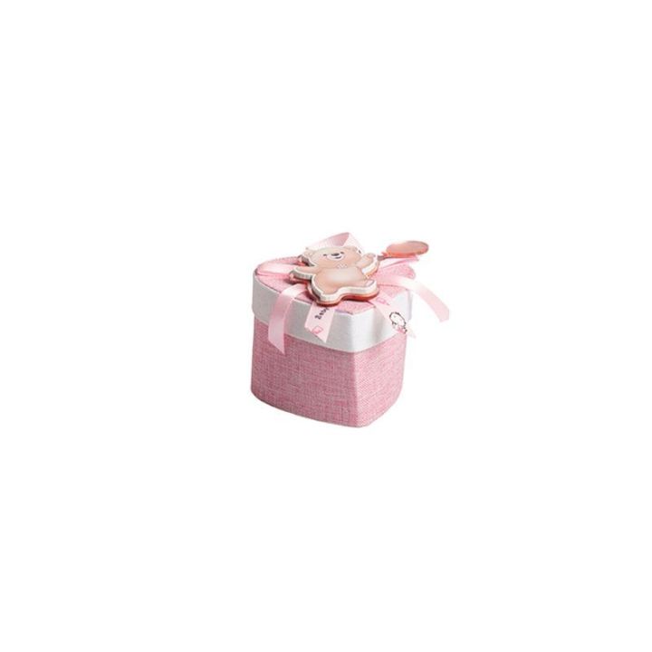Scatoline rosa in due forme con applicazione orsetto con palloncino pl