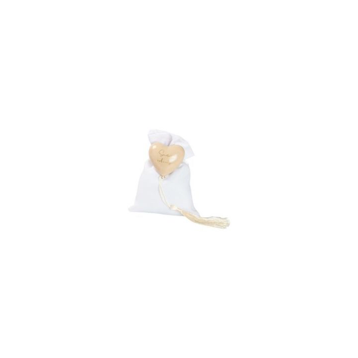 Magnete cuore tortora con nappina con 2 frasi