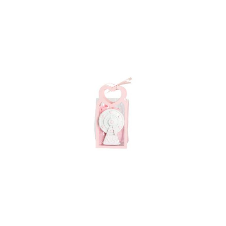 Bustina in PU rosa con manico cuore con magnete giostra/ruota