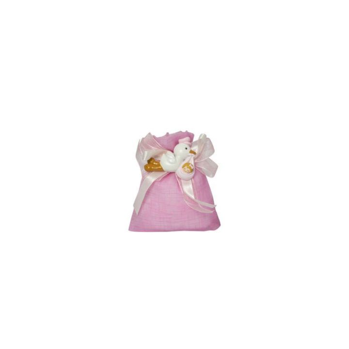 Magnete cicogna con bimba in resina