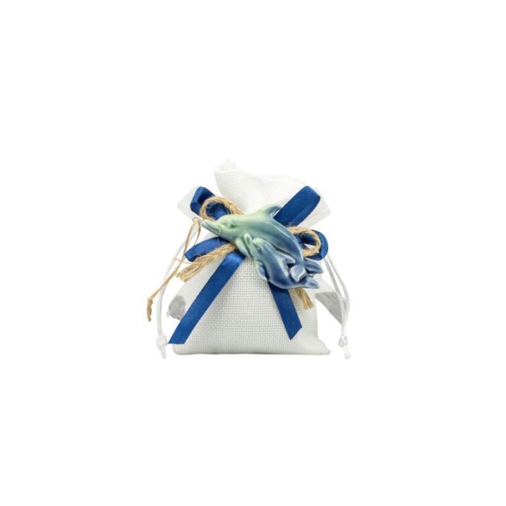 Magnete delfino e ippocampo blu in porcellana
