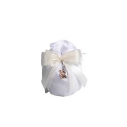 Sacchetto bianco con charm coppietta bicolor stilizzata