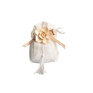 Sacchettone bianco con fiore porcellana cream con fiocco e magnete