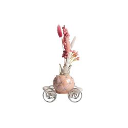 Profumatore carrozza rosa perlata con strass corona e ruote argento